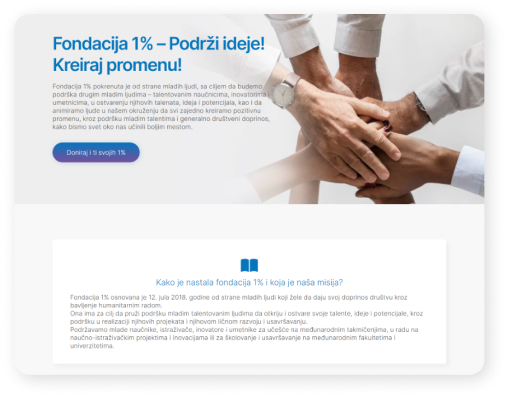 Redesign and optimization of the website for Foundation1% 2 Fondacija 1% - Cilj platforme
