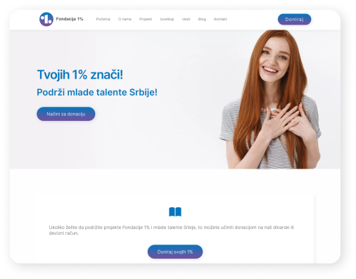 Redesign and optimization of the website for Foundation1% 4 Fondacija 1%- Naredni koraci