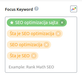 SEO optimizacija sajta - Ključne reči